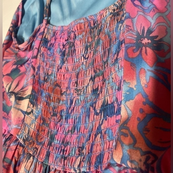 NWT! Wild Fable Corset Sleeveless Tiered Fit & Flare Dress Pink Blue Flowers XXL - Picture 8 of 16